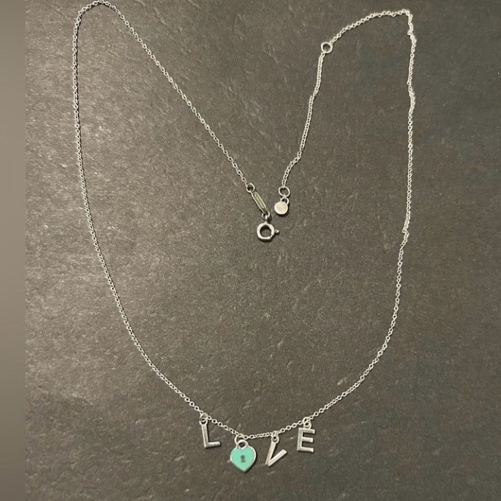 Tiffany & Co. Silver and Teal Love Necklace - Picture 4 of 6